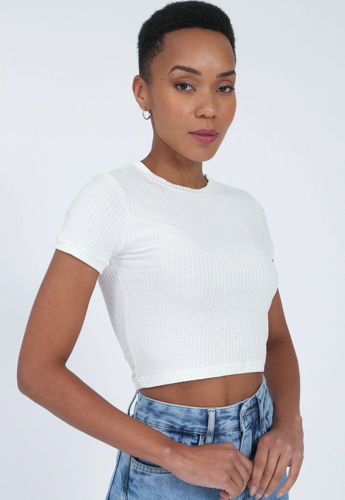 Blusa Ribana Canelada Manga Curta