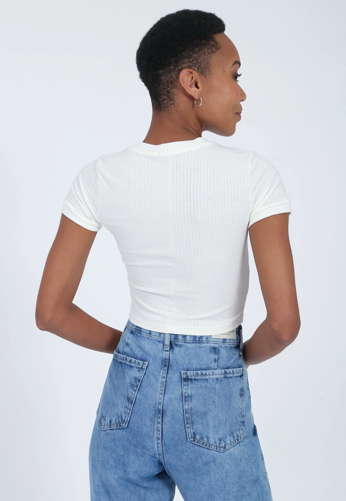 Blusa Ribana Canelada Manga Curta