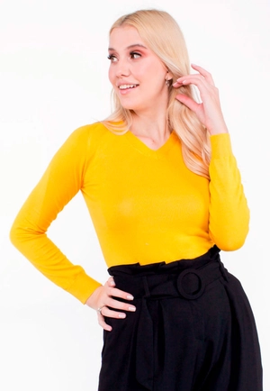 Blusa Tricô Decote V Básica