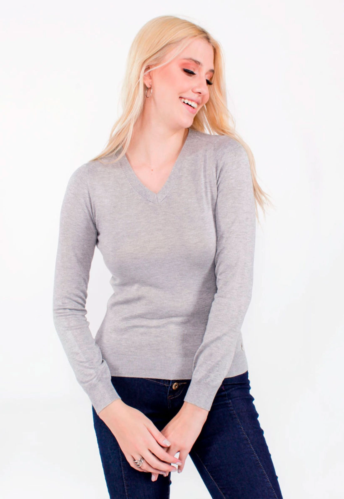Blusa Tricô Decote V Básica