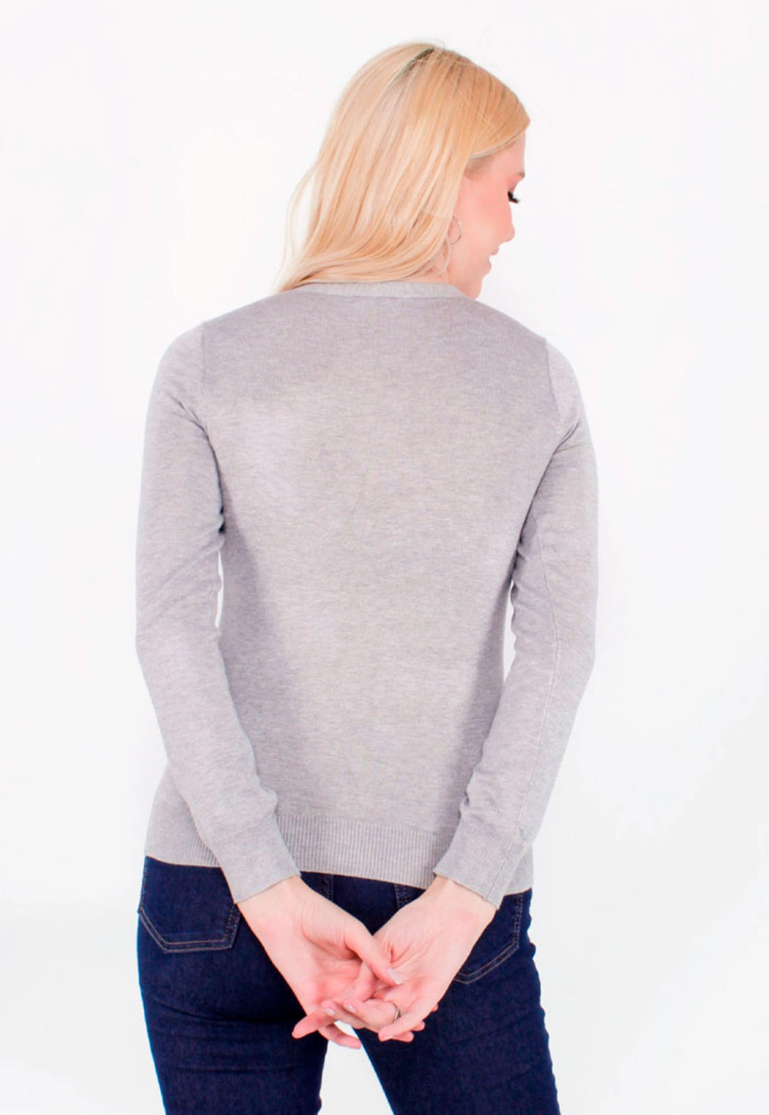 Blusa Tricô Decote V Básica