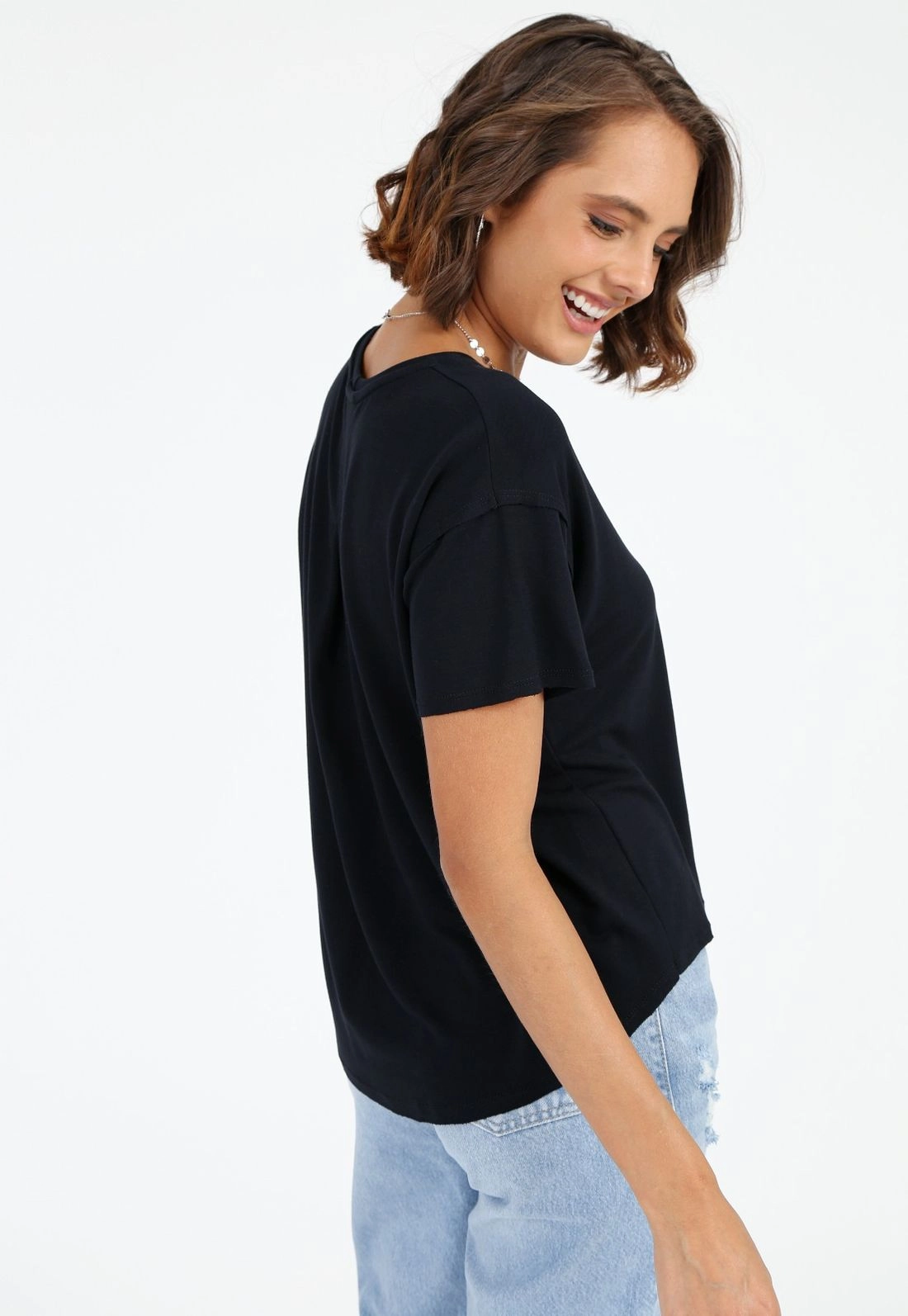 Blusa Moletinho Manga Curta Prega