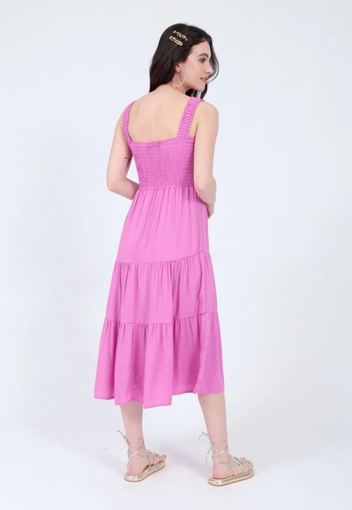 Vestido Viscose Twill Alça Lastex