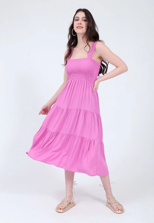 Vestido Viscose Twill Alça Lastex
