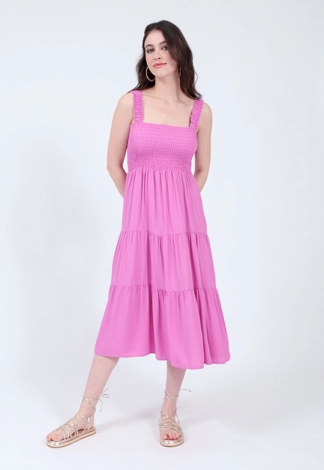 Vestido Viscose Twill Alça Lastex