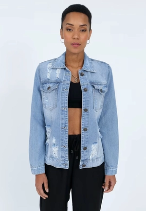 Jaqueta Jeans Azul Puídos