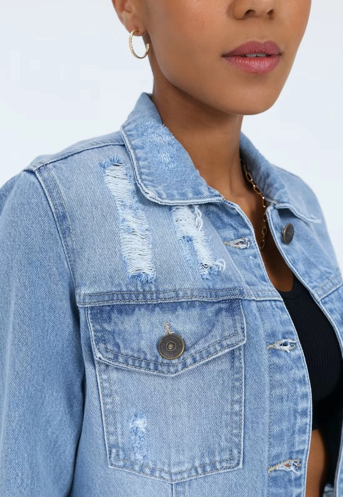 Jaqueta Jeans Azul Puídos