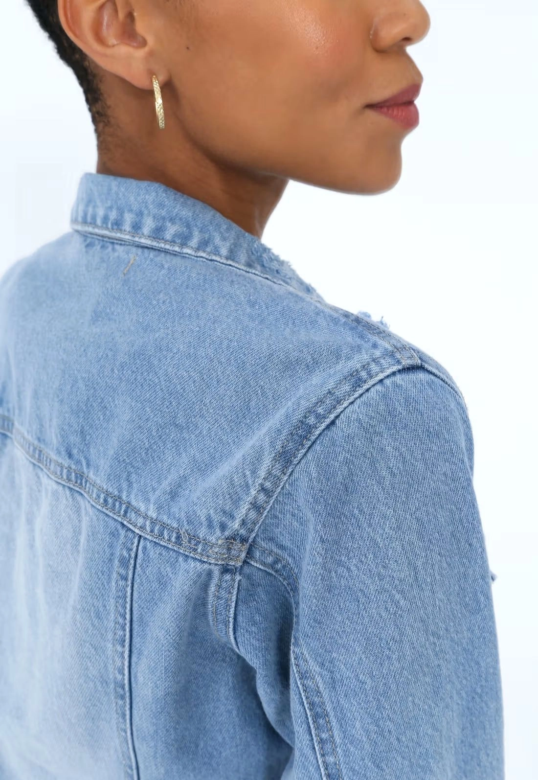 Jaqueta Jeans Azul Puídos