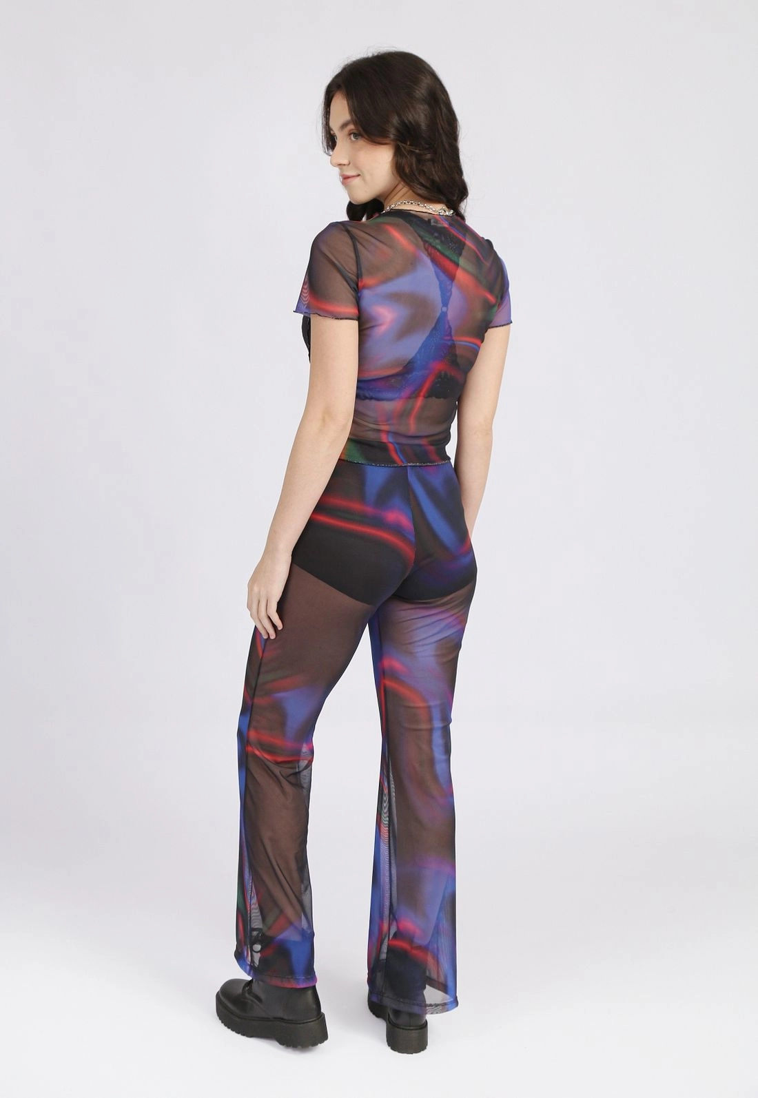 Calça Tule Flare Estampada
