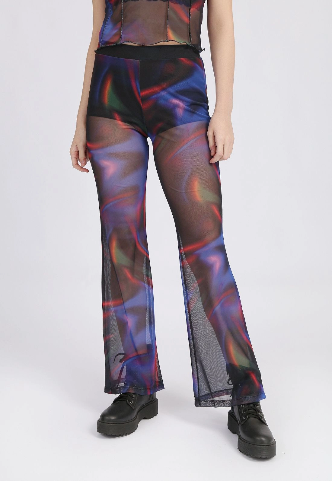 Calça Tule Flare Estampada