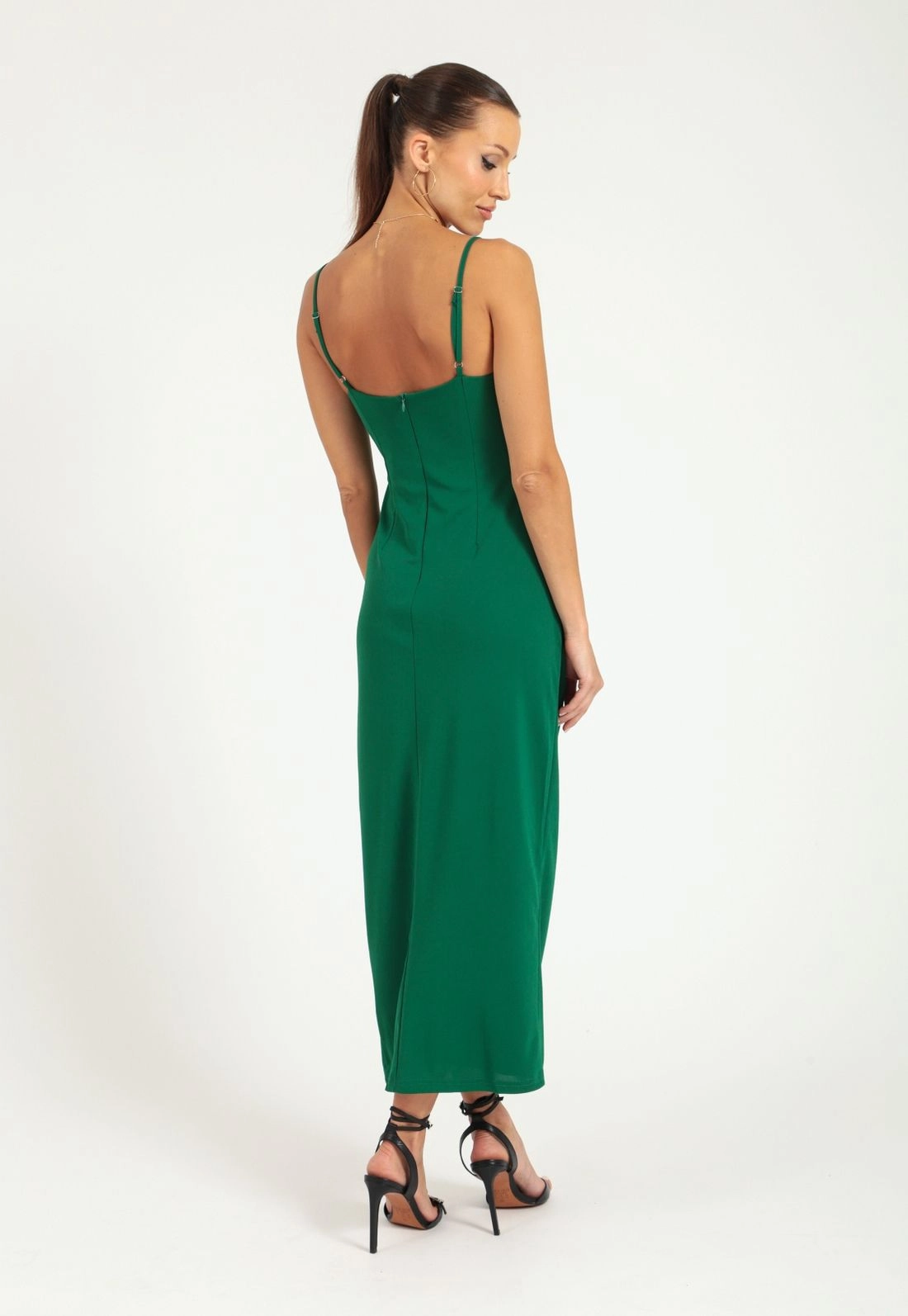 Vestido Crepe Alça Degage Puxador