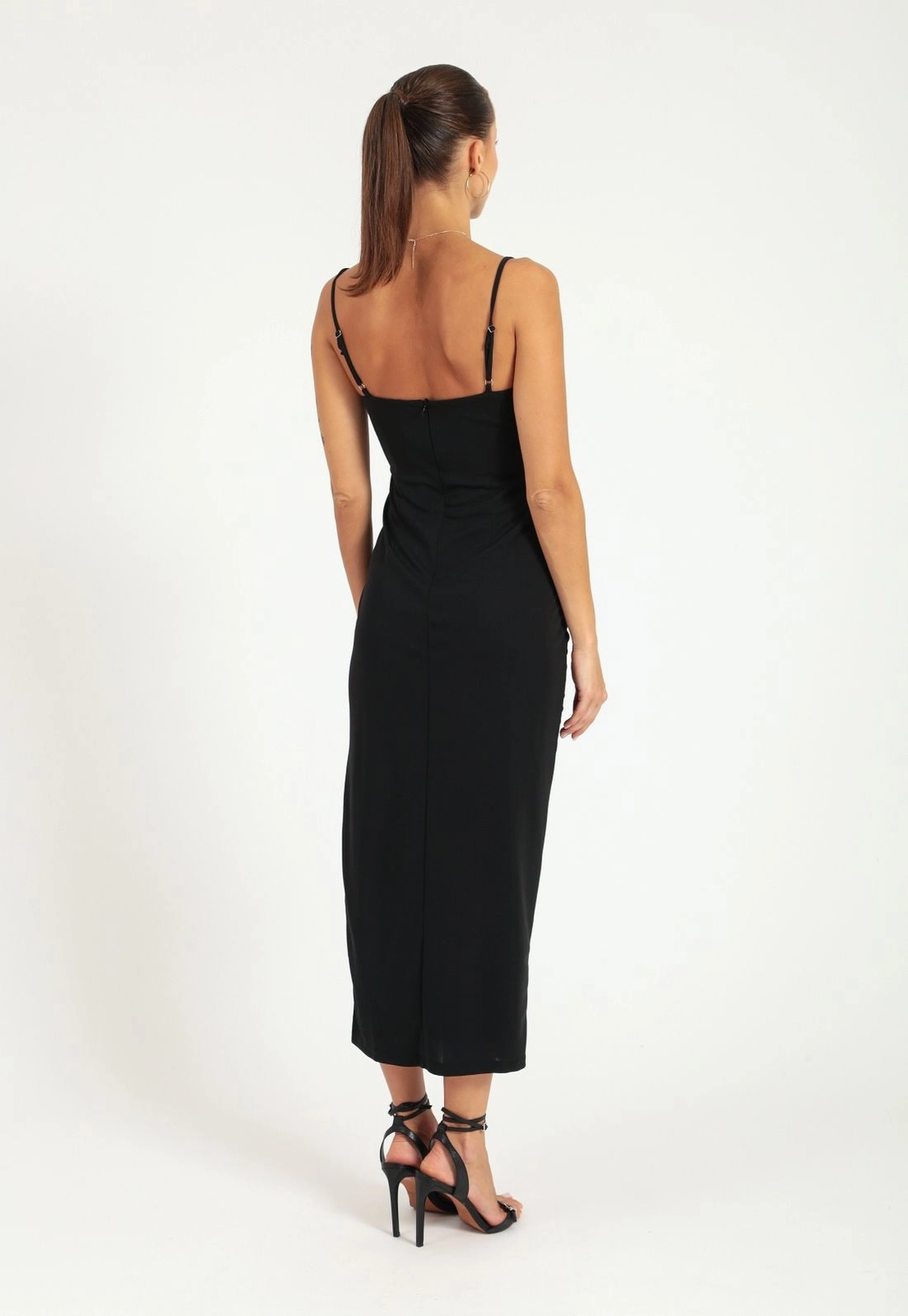 Vestido Crepe Alça Degage Puxador