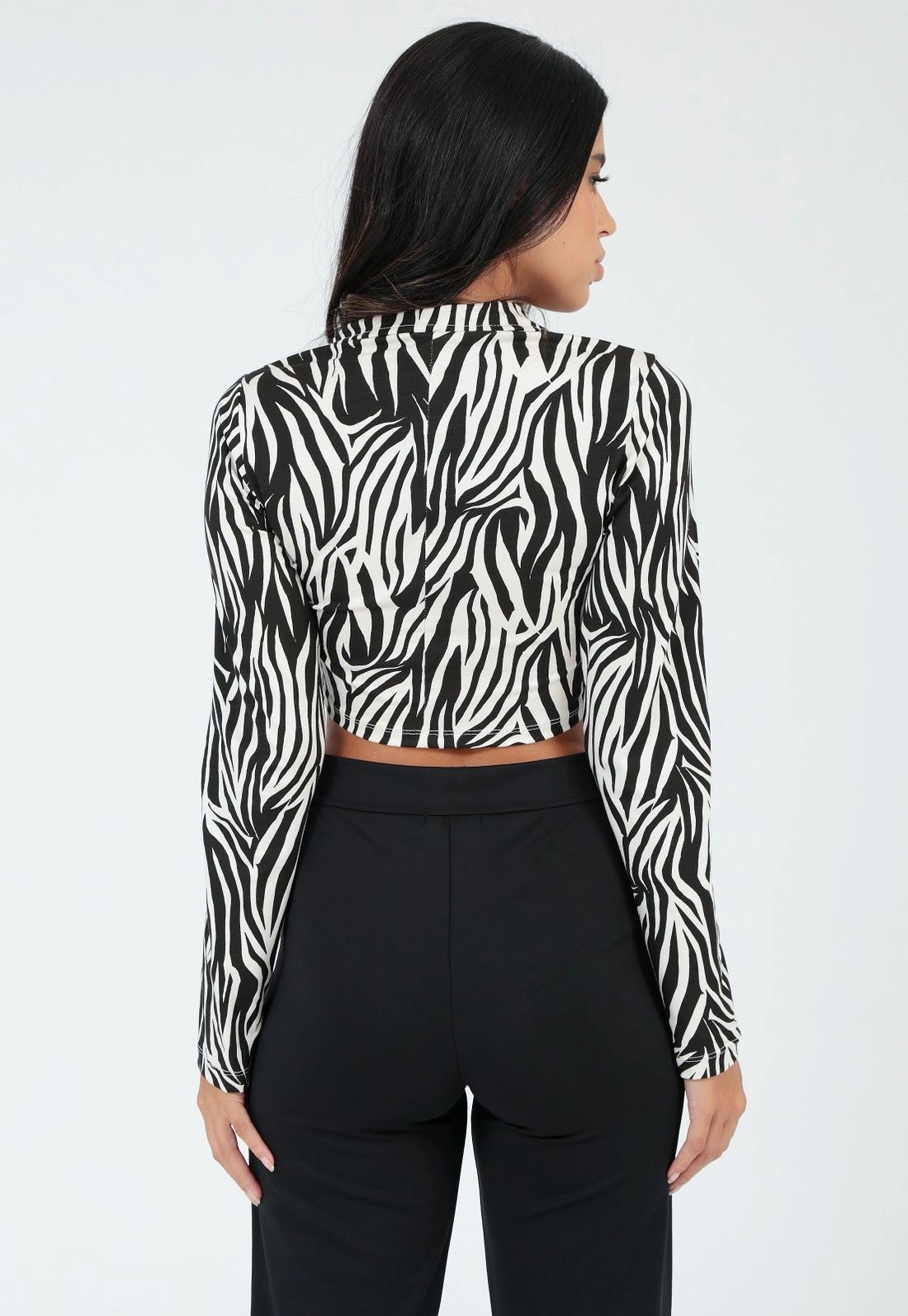 Blusa Cropped Gola Polo Zebra