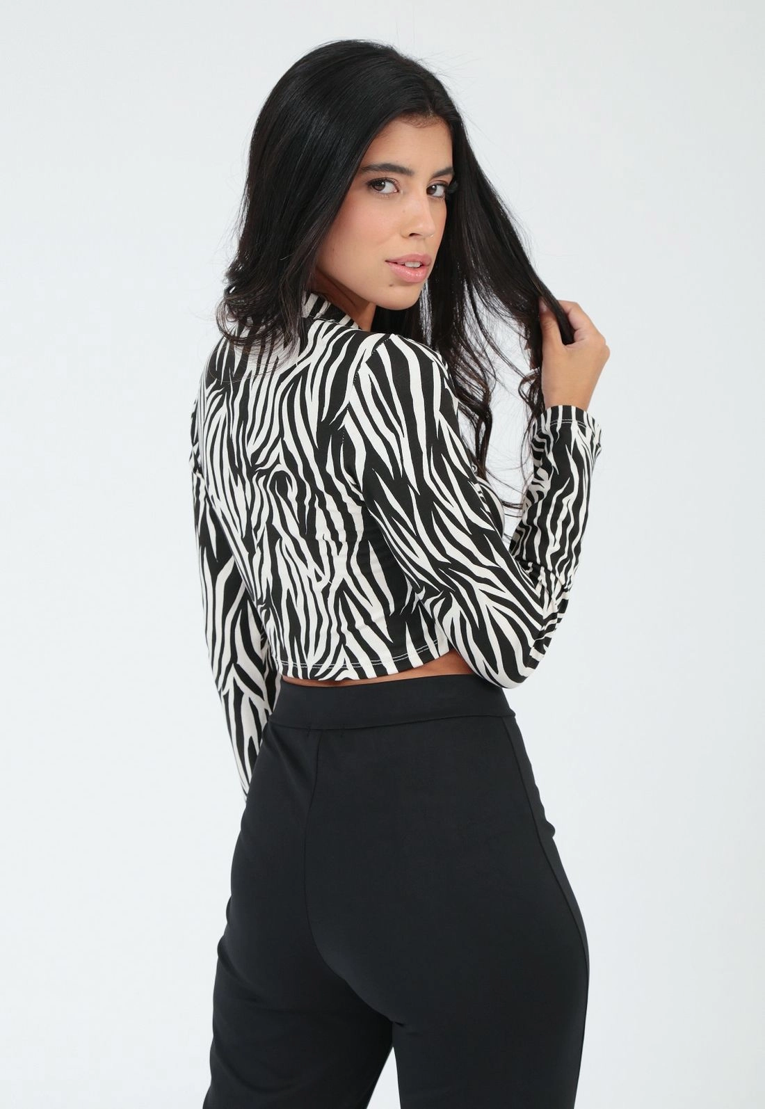 Blusa Cropped Gola Polo Zebra