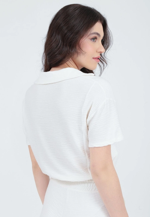Blusa Malha Gola Polo Manga Curta
