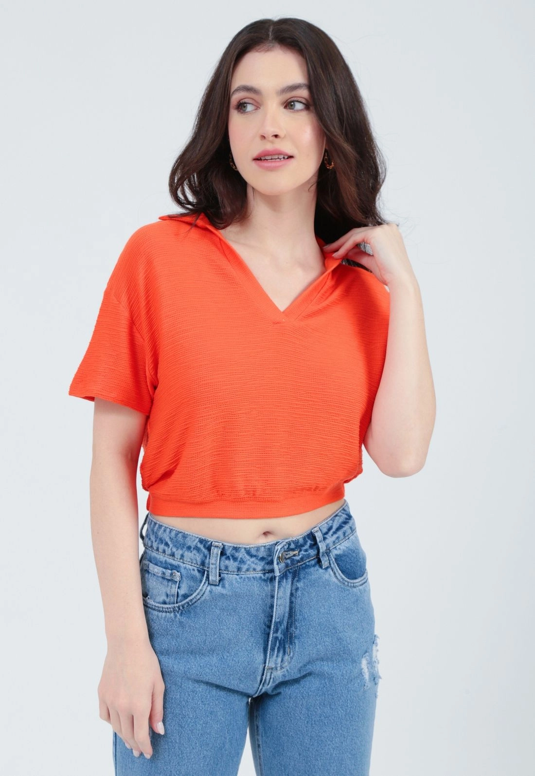 Blusa Malha Gola Polo Manga Curta