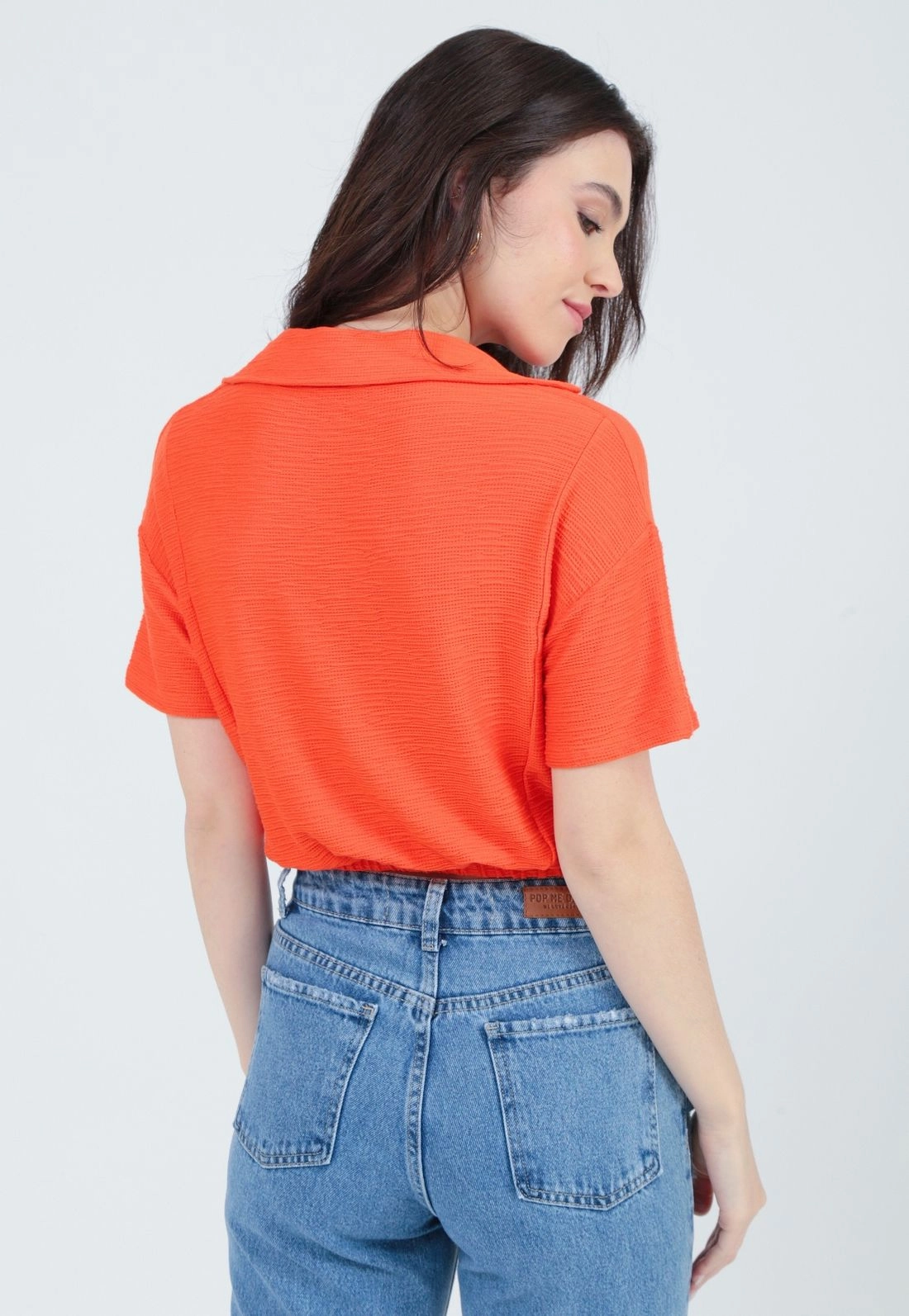 Blusa Malha Gola Polo Manga Curta
