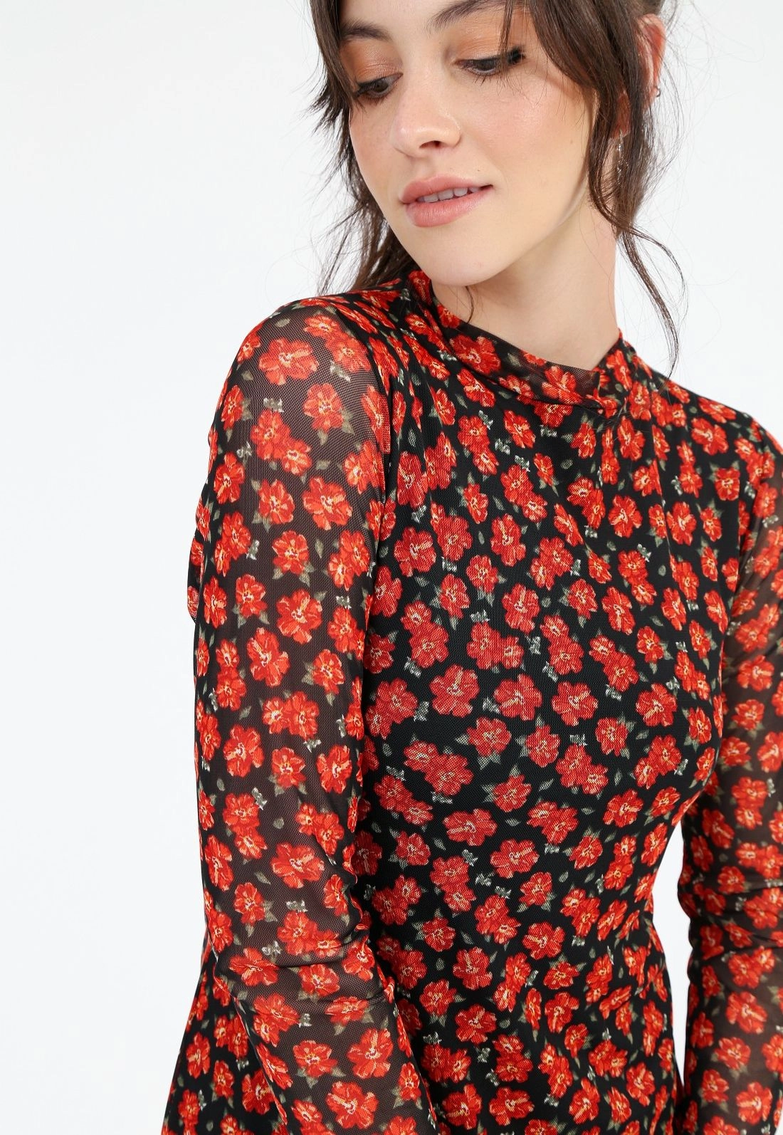 Vestido Tule Gola Alta Liberty