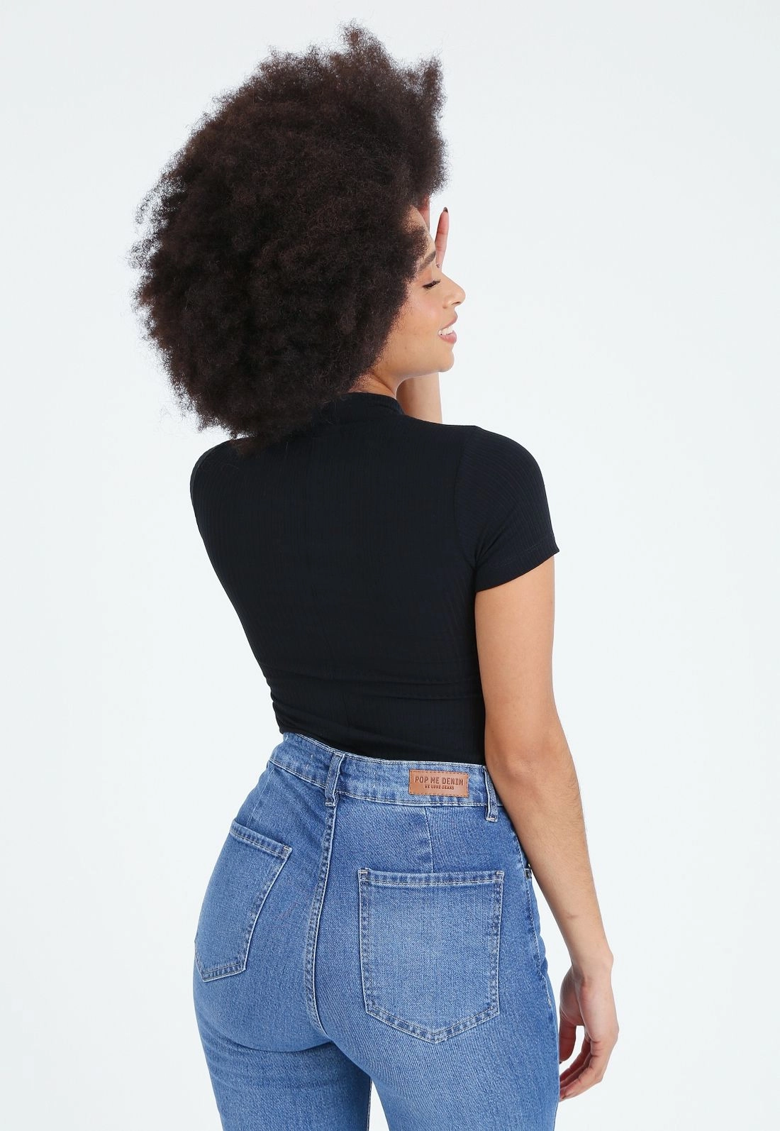 Blusa Ribana Manga Curta Gola Alta