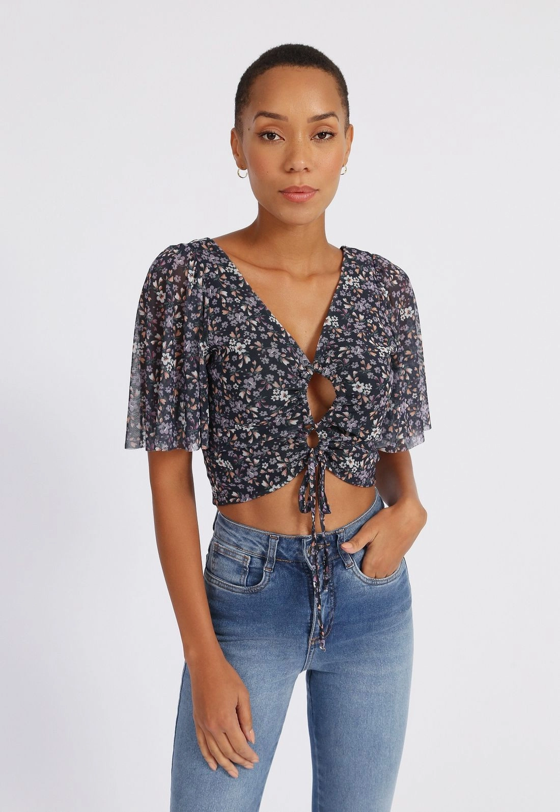 Blusa Cropped Tule Abertura Liberty