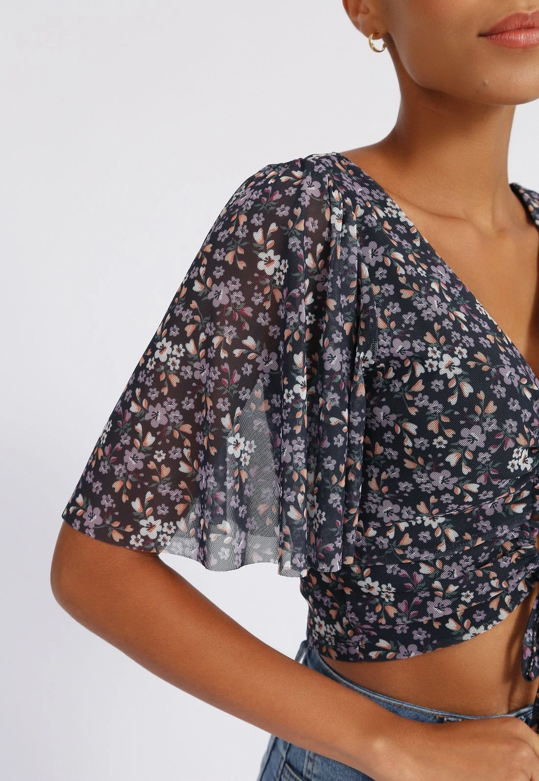 Blusa Cropped Tule Abertura Liberty