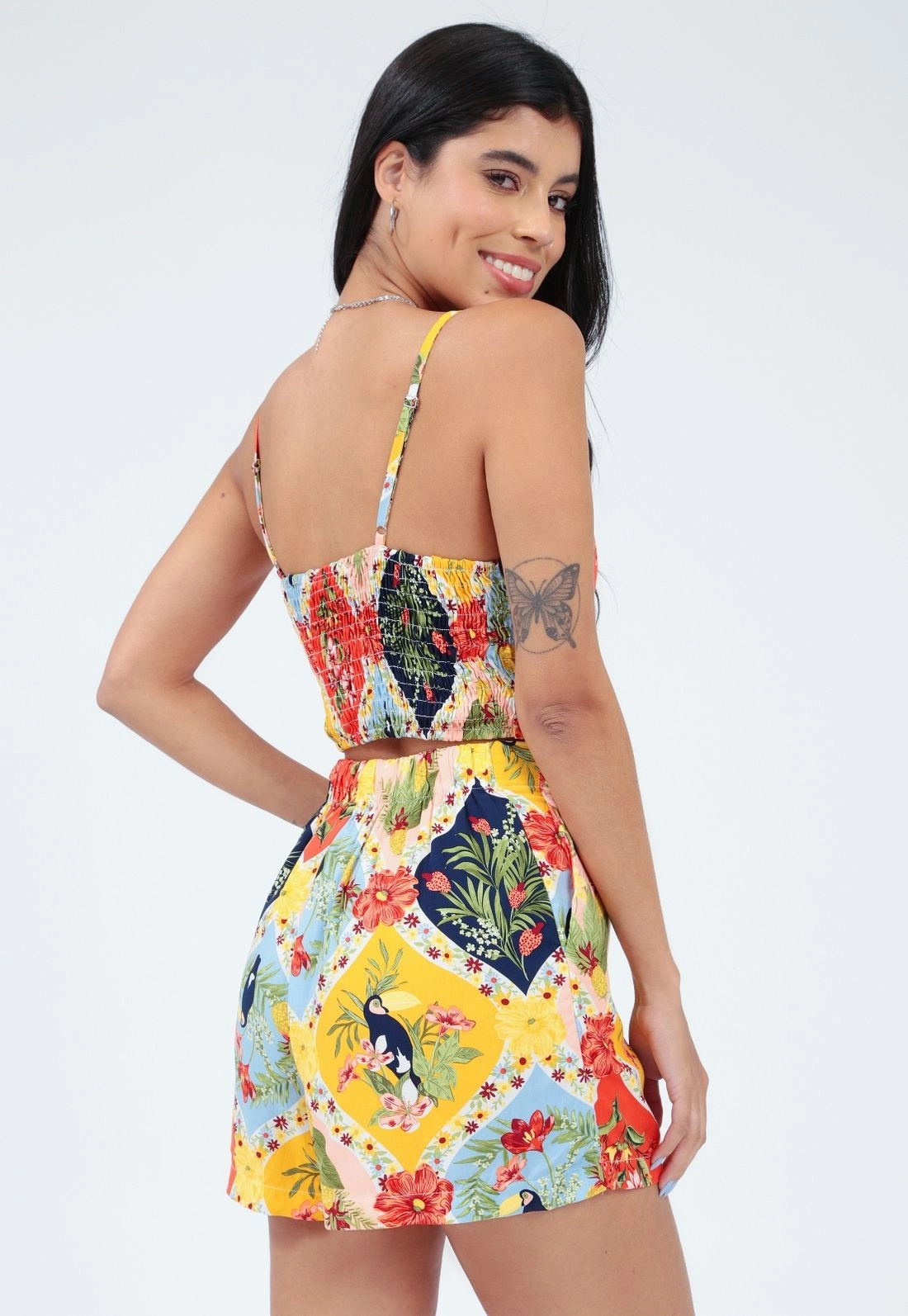 Shorts Viscose Estampado Bolso Frontal