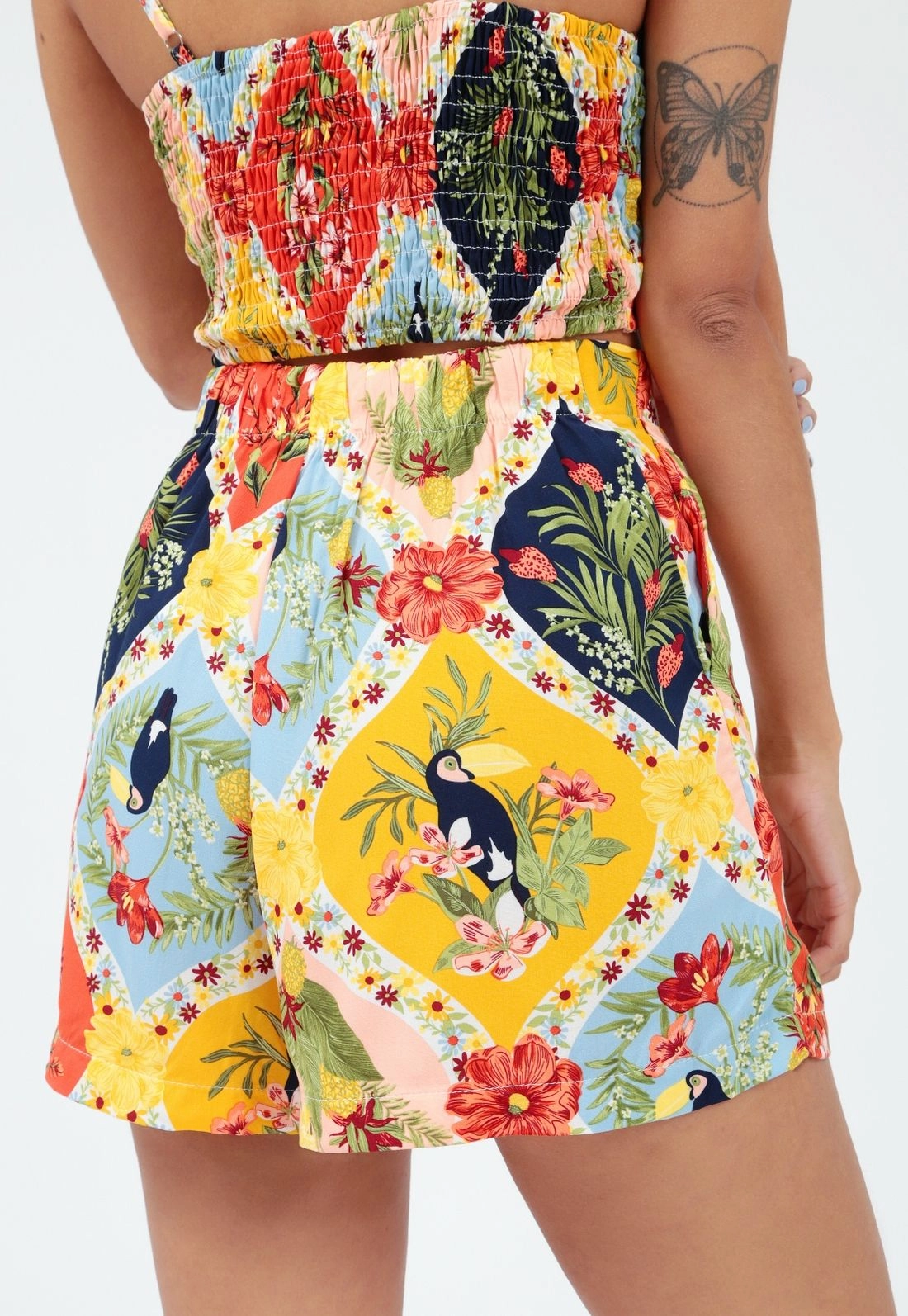 Shorts Viscose Estampado Bolso Frontal