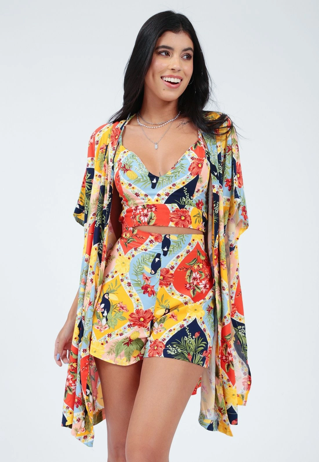 Shorts Viscose Estampado Bolso Frontal