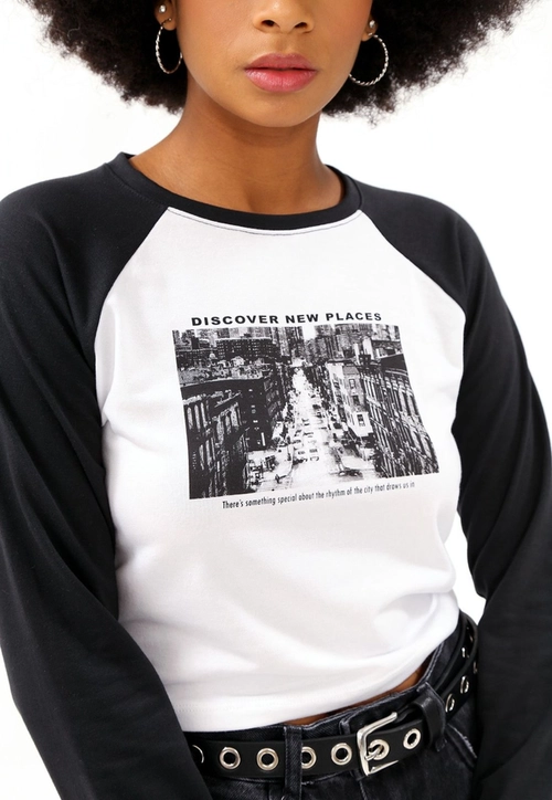 Cropped Cotton Manga Longa City