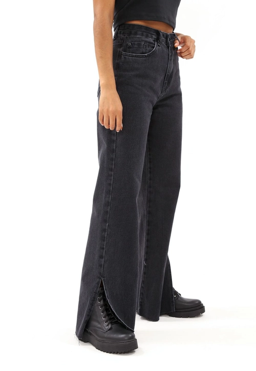 Calça Jeans Reta Black Fenda Lateral