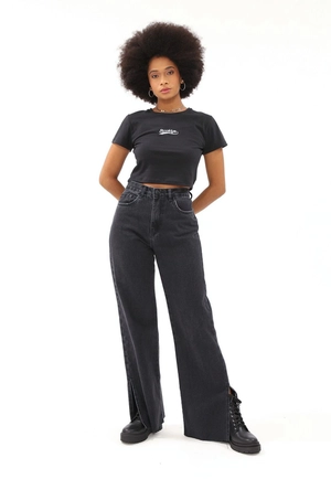 Calça Jeans Reta Black Fenda Lateral