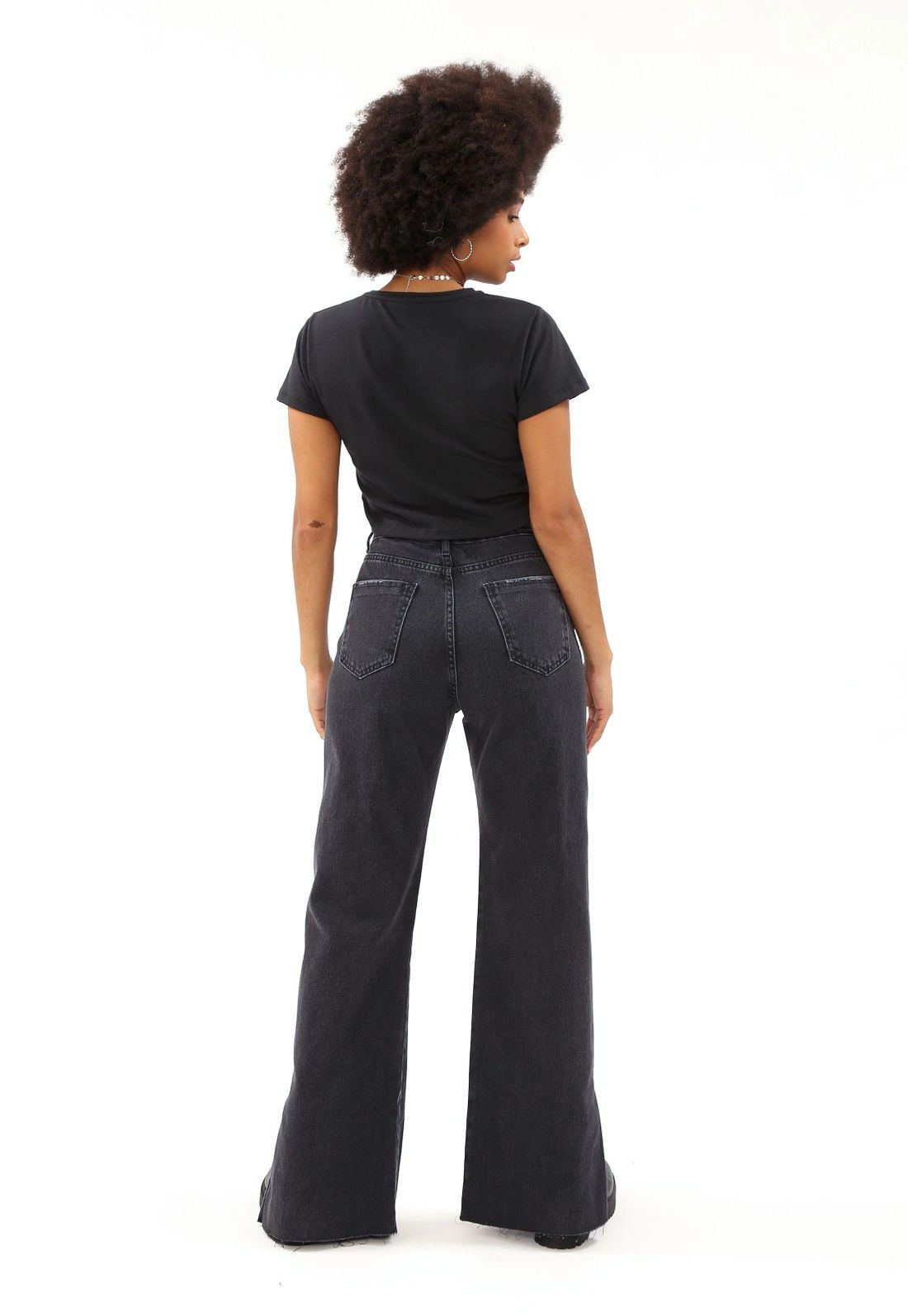 Calça Jeans Reta Black Fenda Lateral
