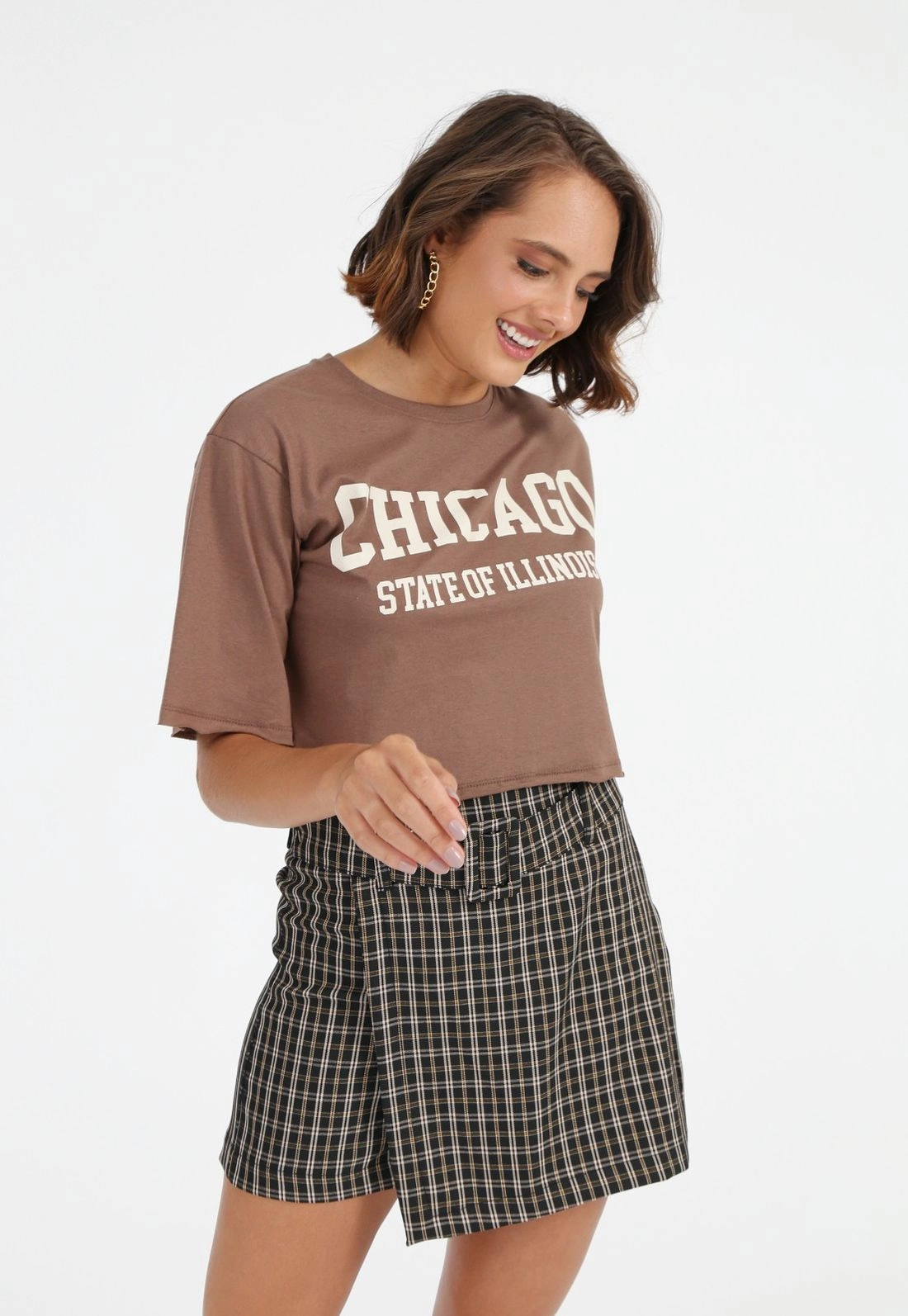 Blusa Cropped Manga Curta Chicago