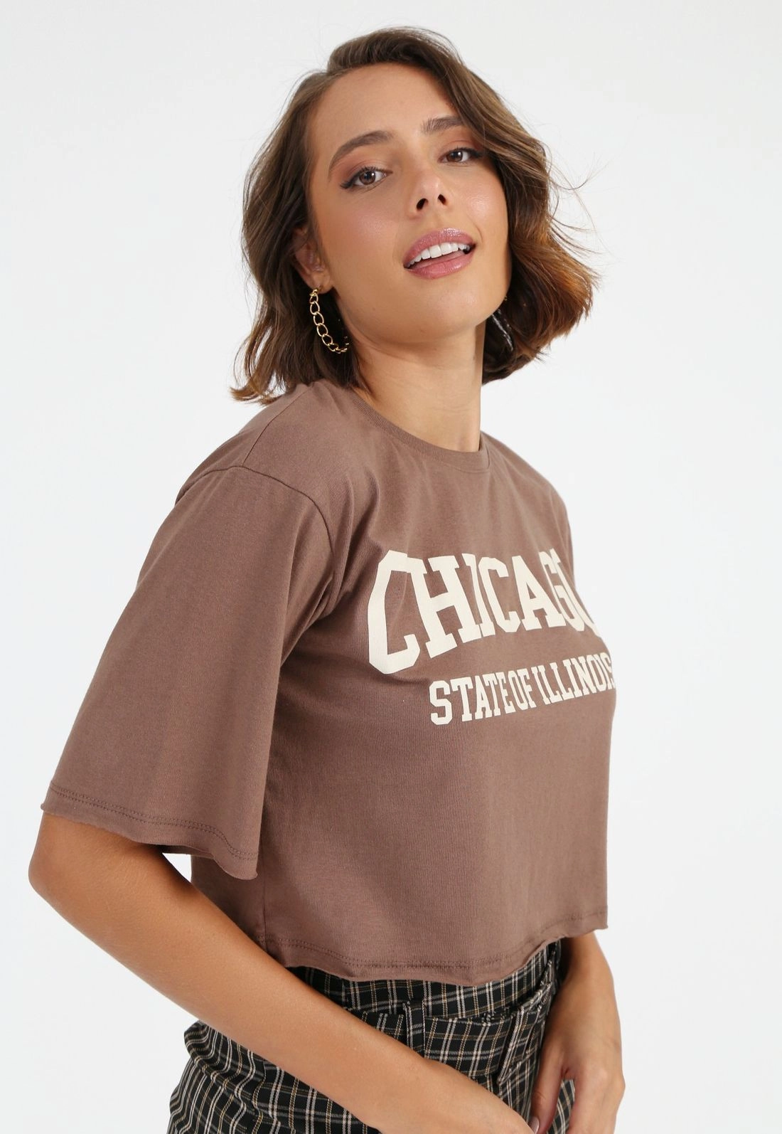 Blusa Cropped Manga Curta Chicago