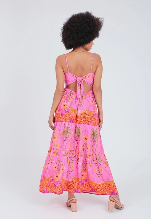 Vestido Viscose Alça Midi Floral