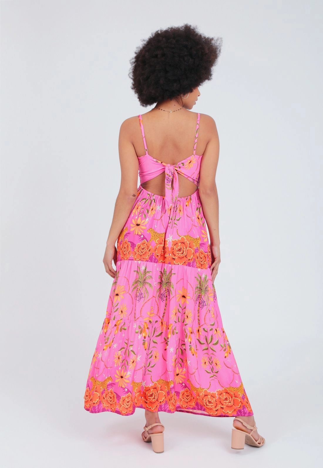 Vestido Viscose Alça Midi Floral