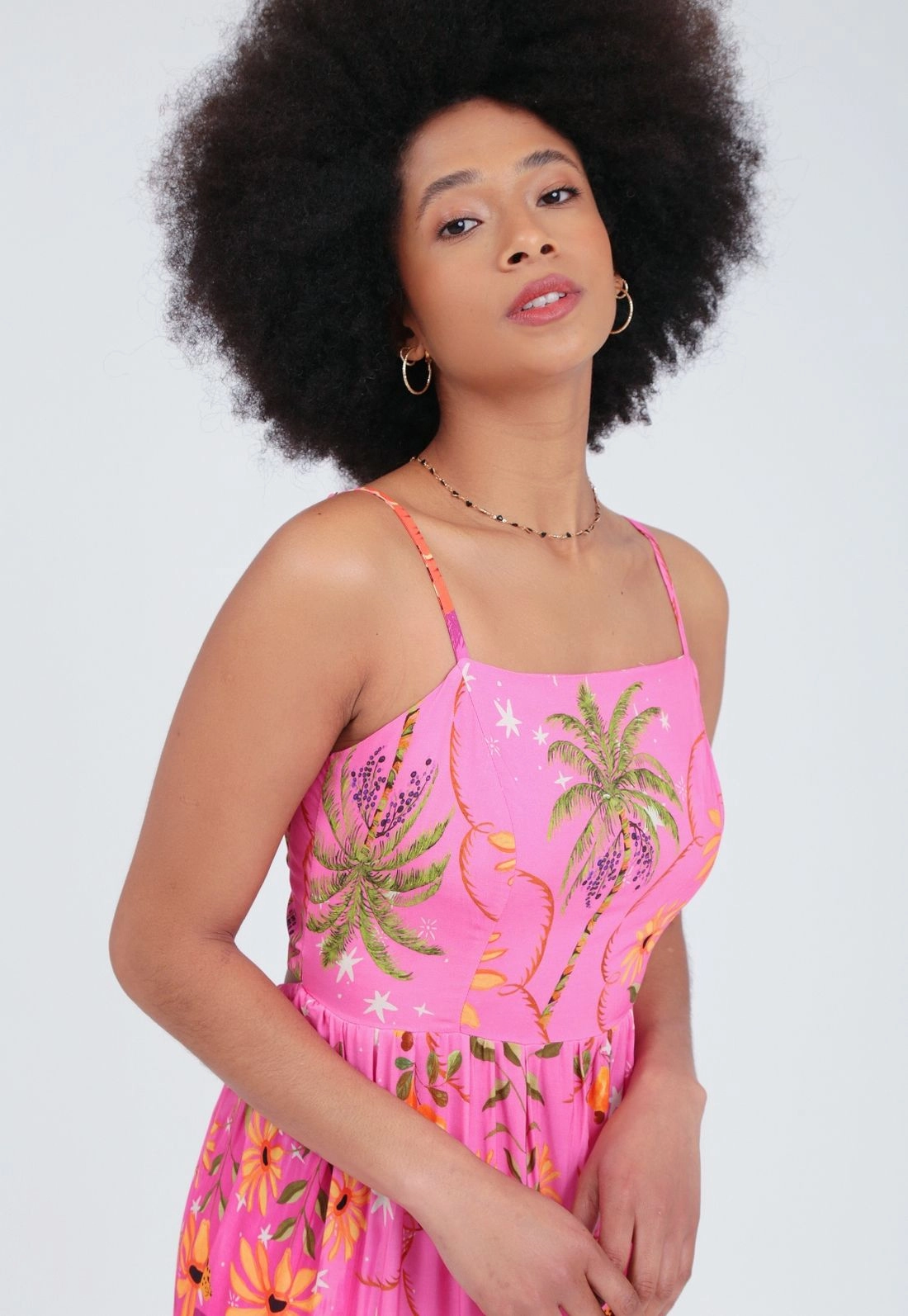 Vestido Viscose Alça Midi Floral