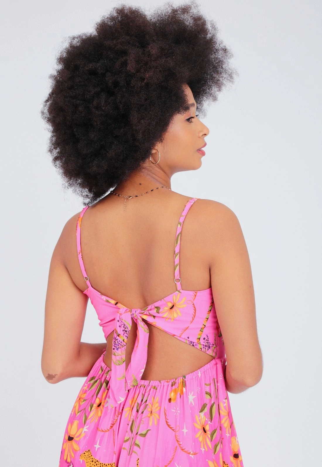 Vestido Viscose Alça Midi Floral