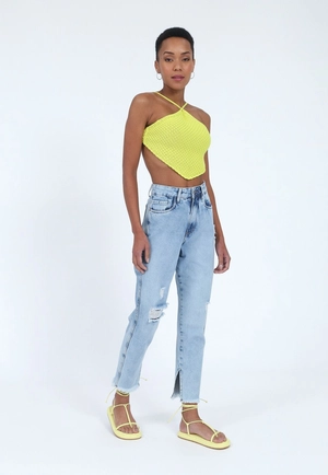 Calça Jeans Mom Abertura Lateral
