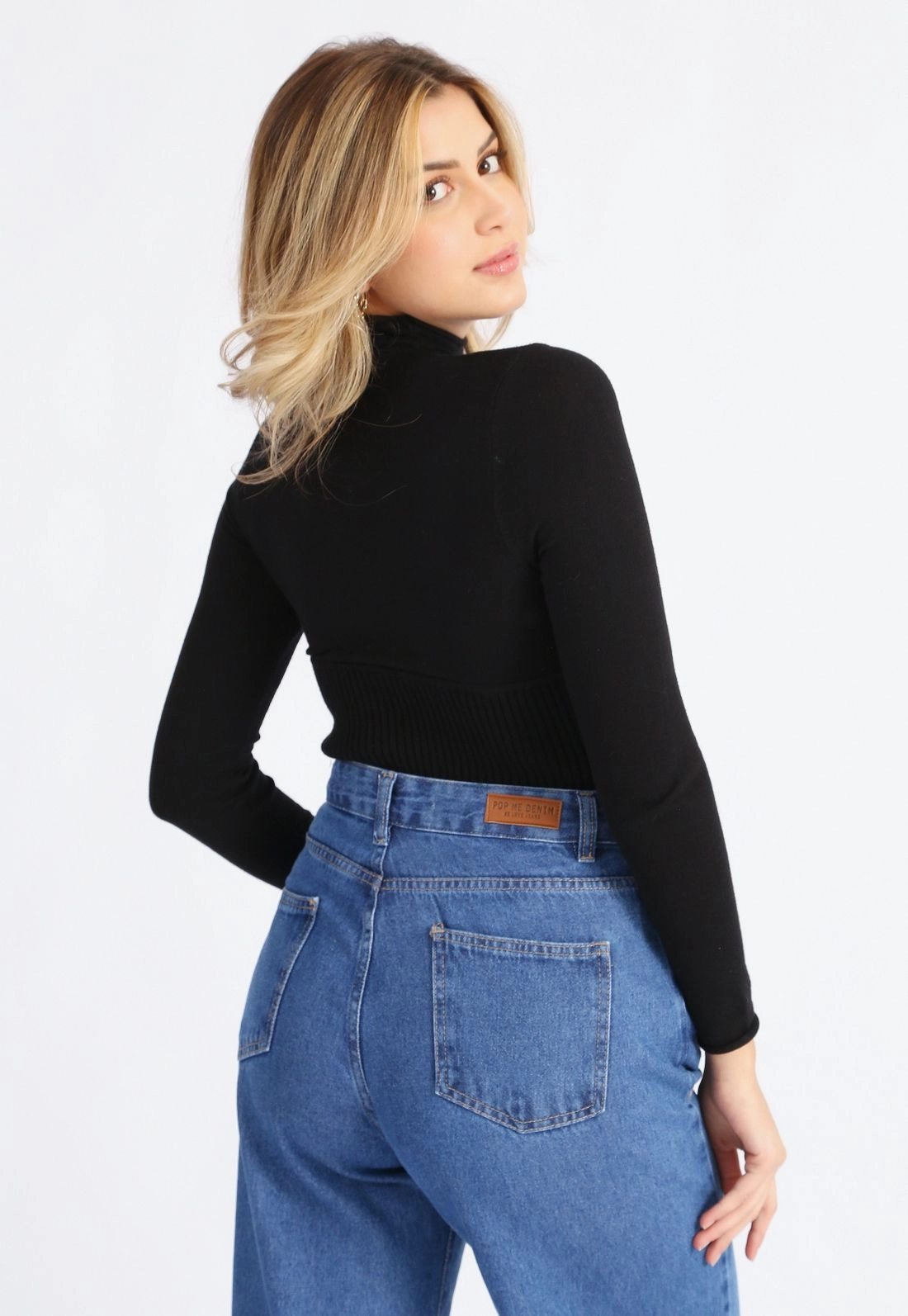 Blusa Tricô Corset Gola Alta