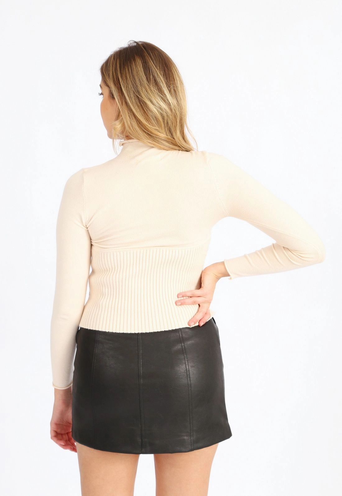 Blusa Tricô Corset Gola Alta
