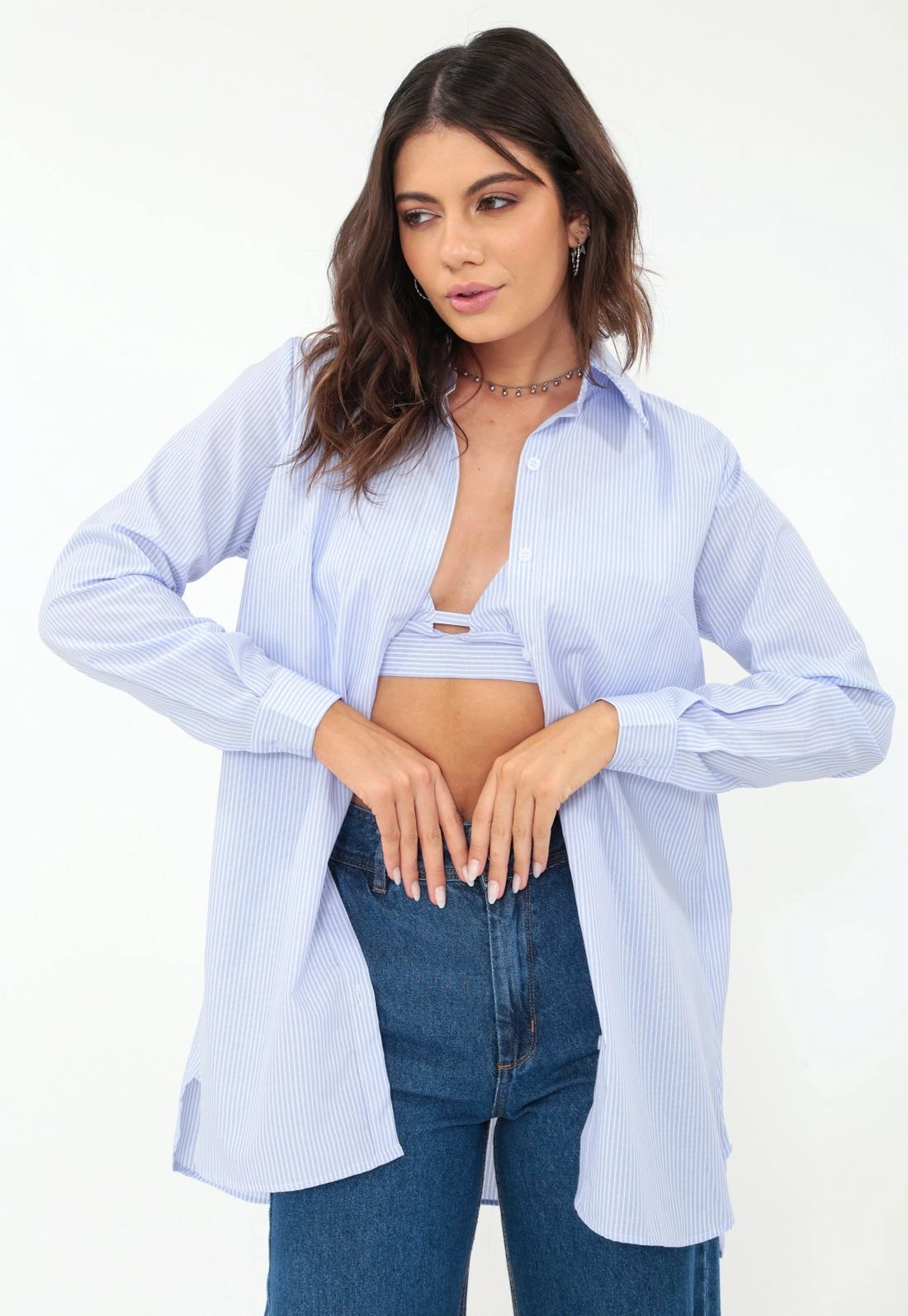 Camisa Tricoline M/L Listrada