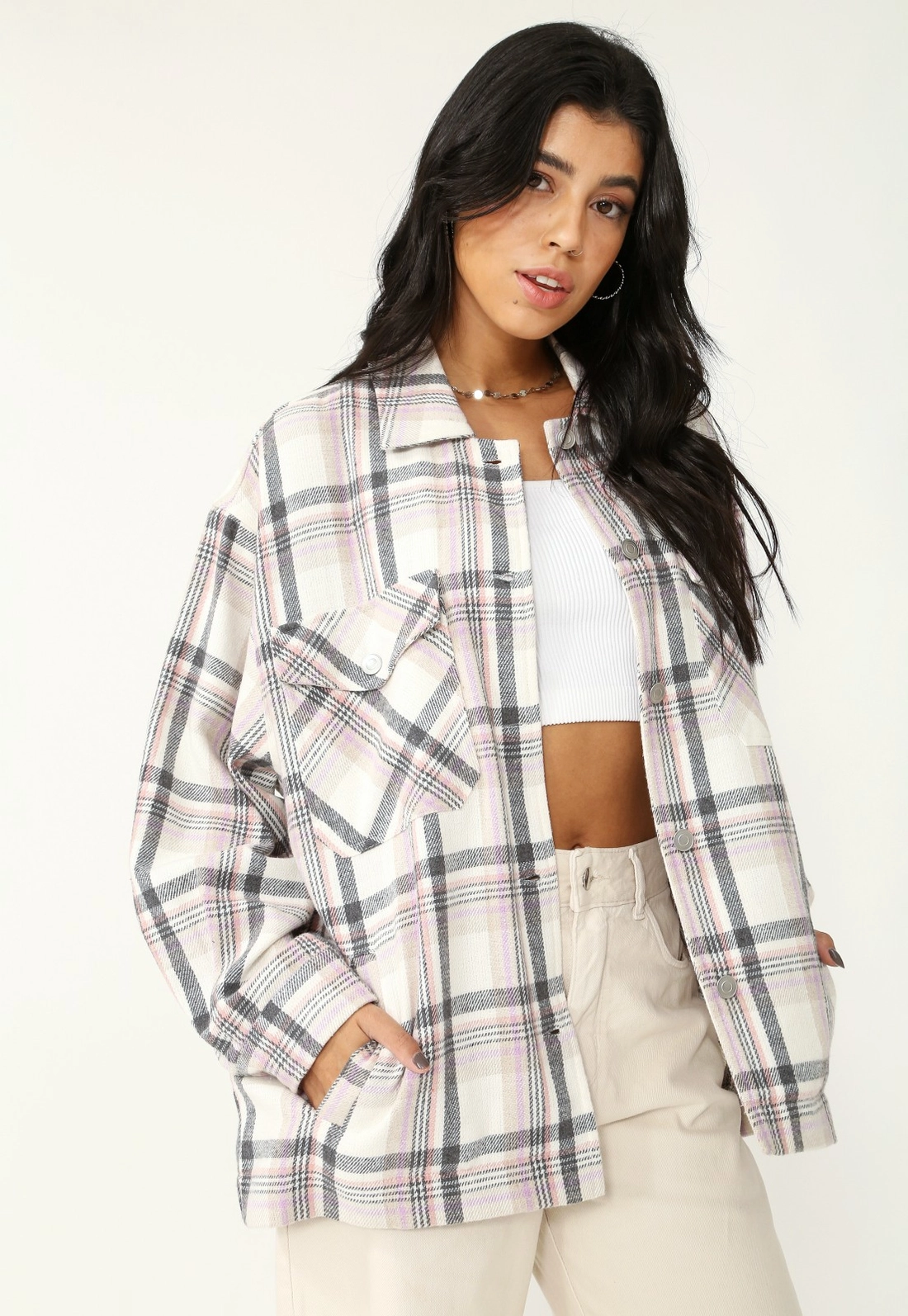Overshirt Flanela Bolso Manga Longa