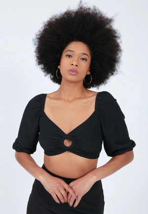 Cropped Malha 3/4 Lurex Argola Busto P