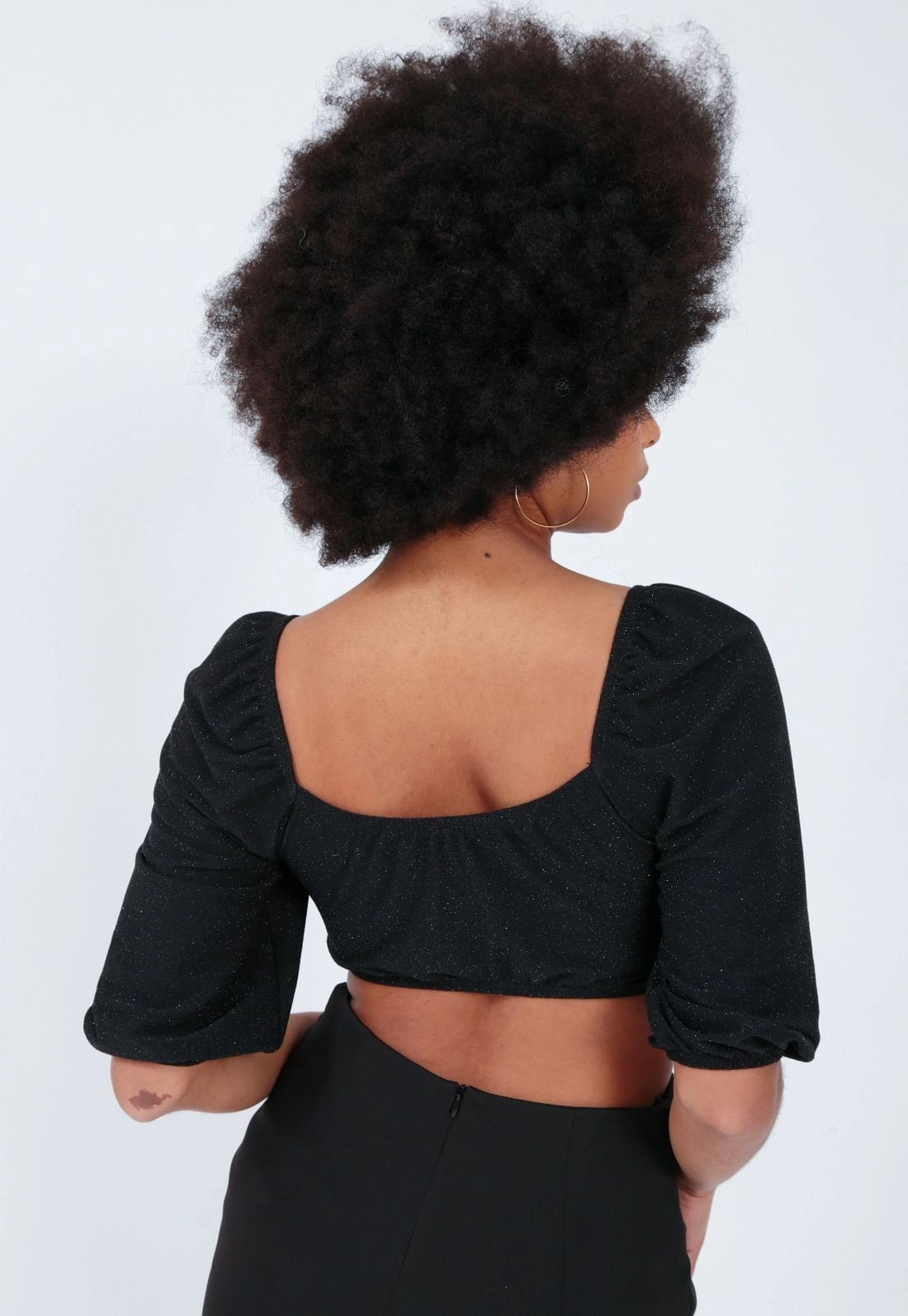 Cropped Malha 3/4 Lurex Argola Busto P