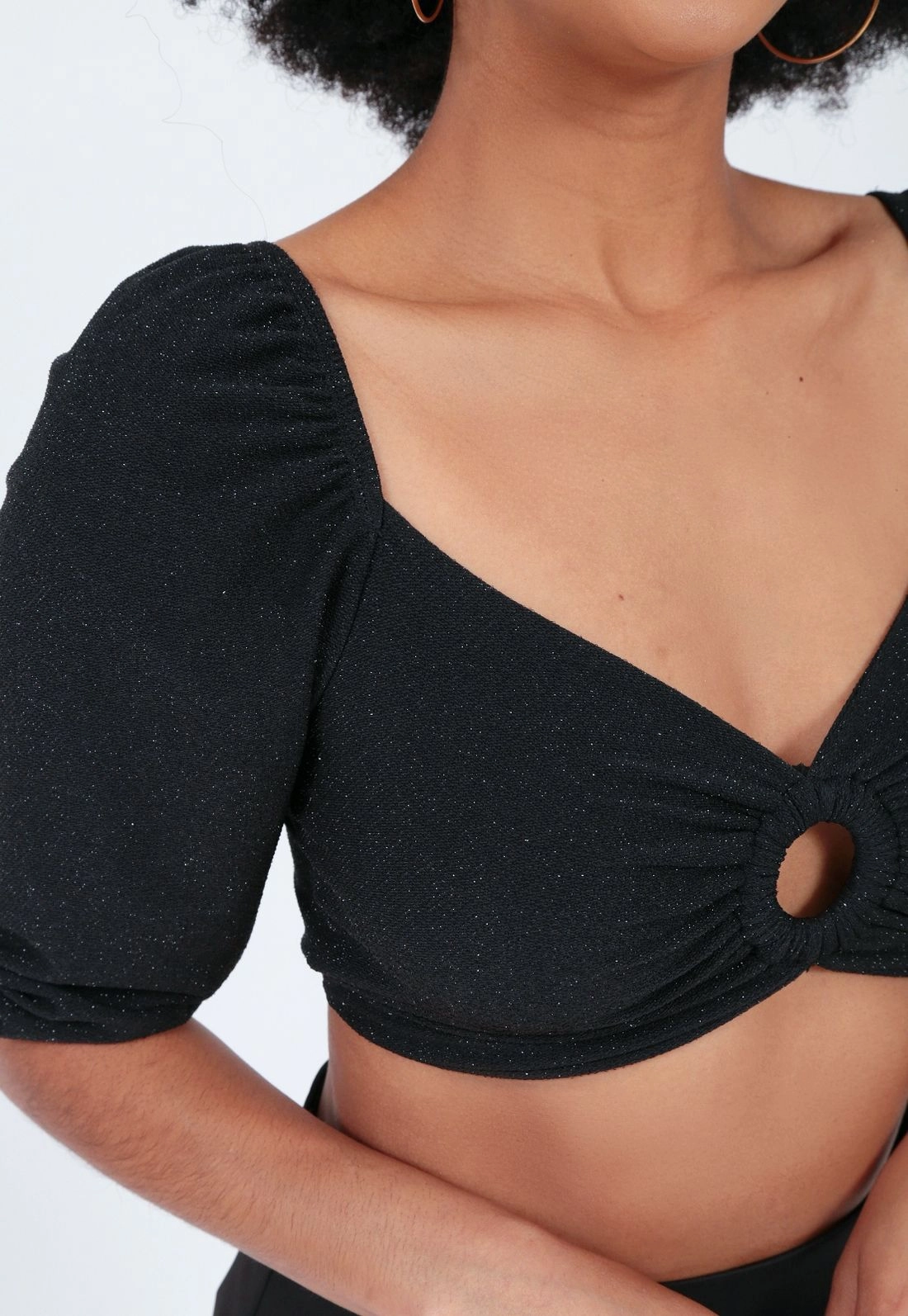 Cropped Malha 3/4 Lurex Argola Busto P
