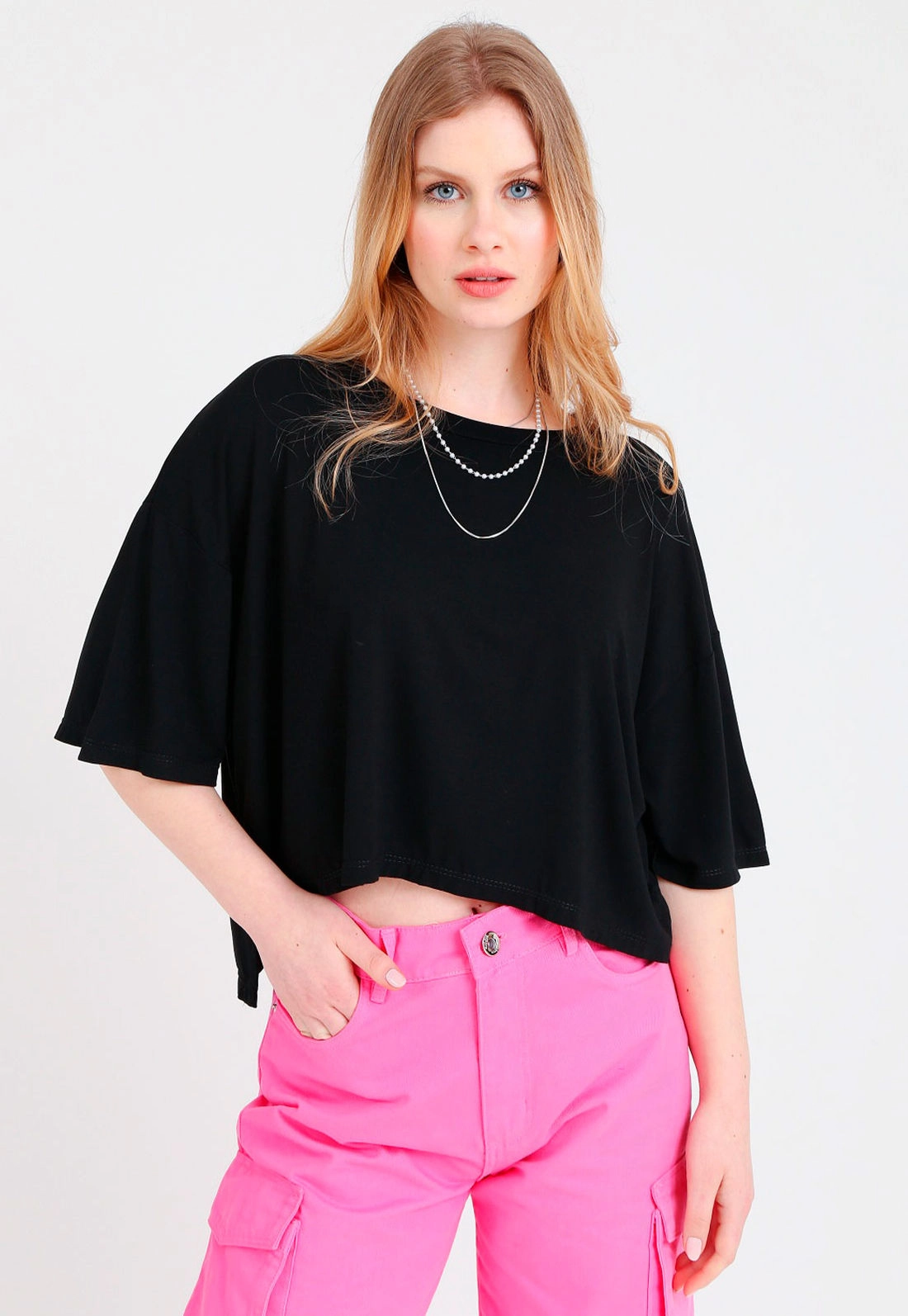 Blusa Manga Curta Oversize Mullet
