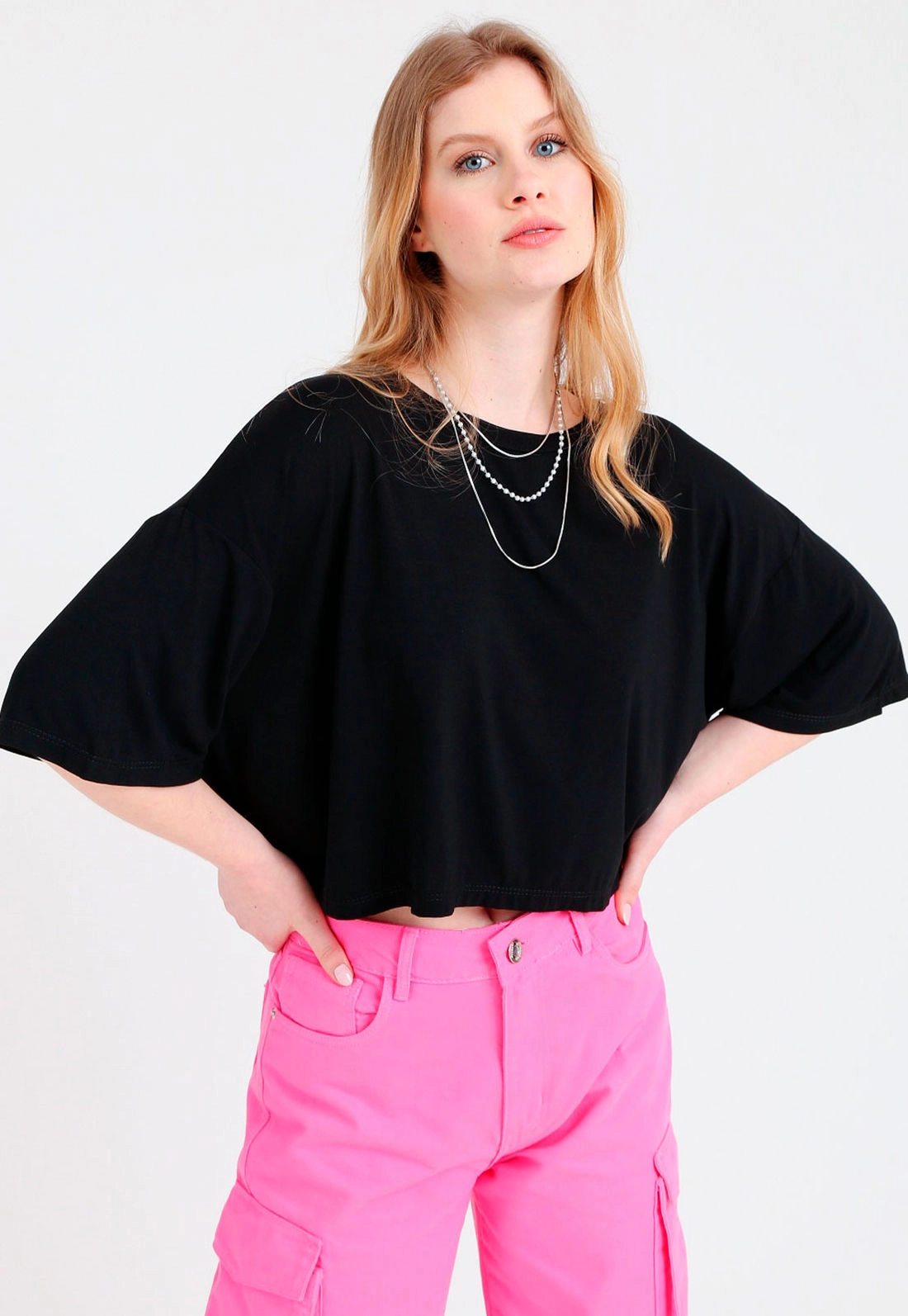 Blusa Manga Curta Oversize Mullet