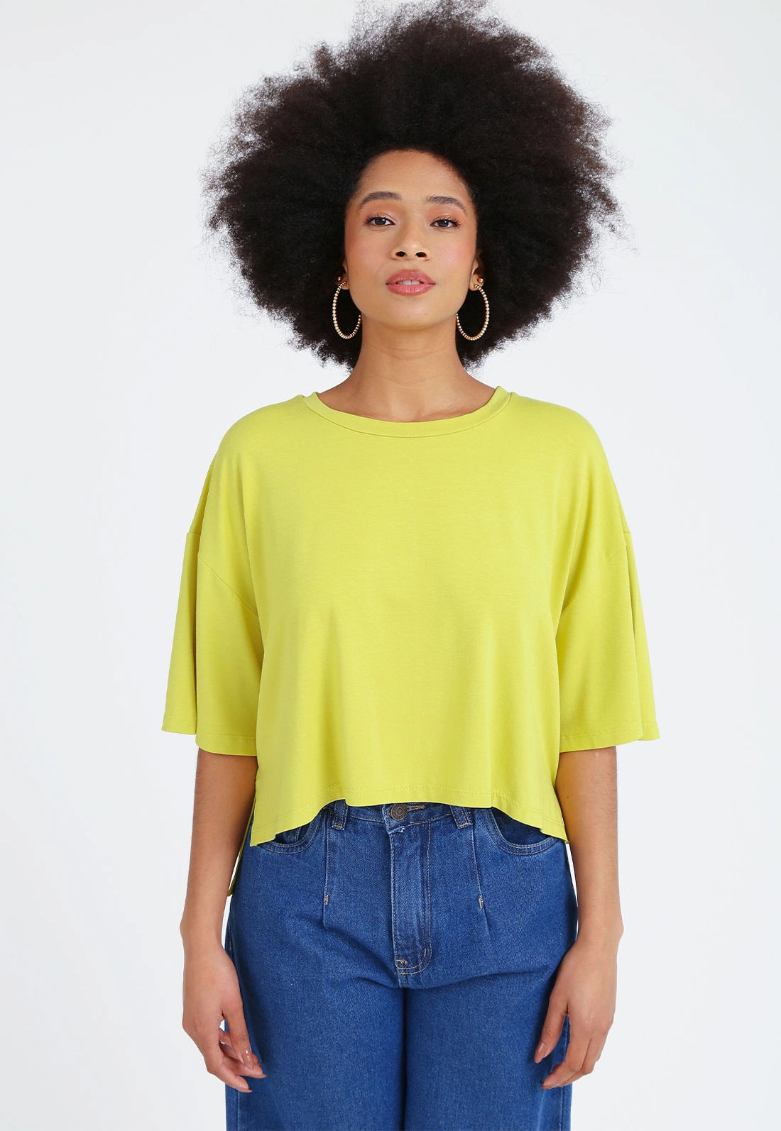 Blusa Manga Curta Oversize Mullet