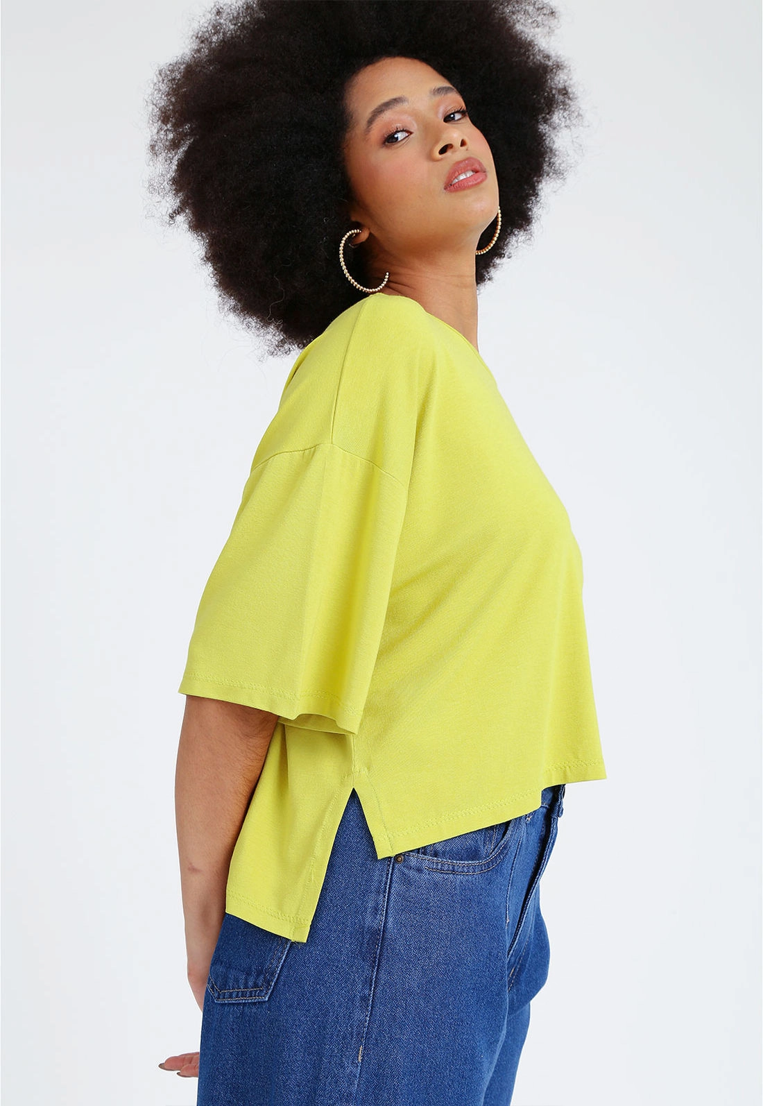 Blusa Manga Curta Oversize Mullet